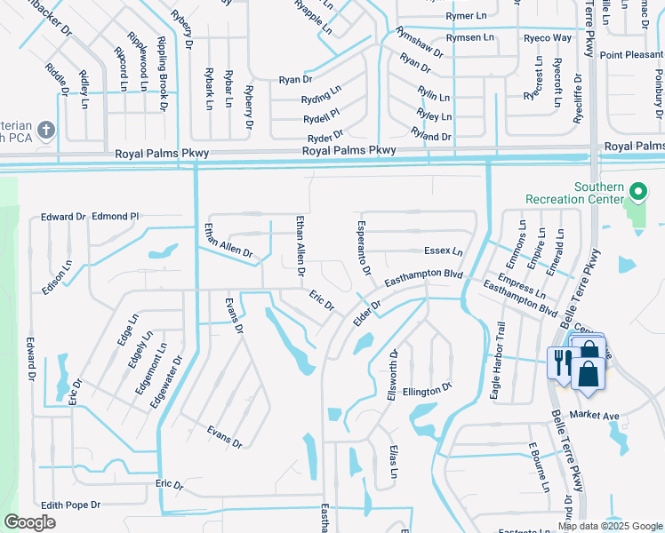 map of restaurants, bars, coffee shops, grocery stores, and more near 9 Eton Lane in Palm Coast