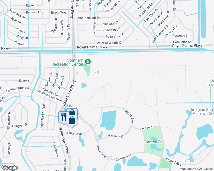 map of restaurants, bars, coffee shops, grocery stores, and more near 1114 Belle Terre Parkway in Palm Coast