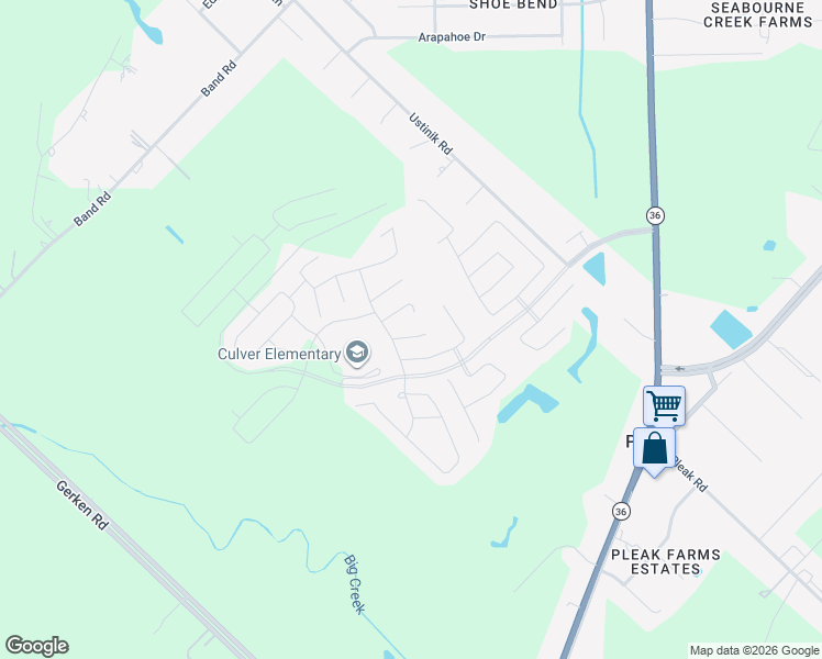 map of restaurants, bars, coffee shops, grocery stores, and more near 3018 Currier Court in Rosenberg
