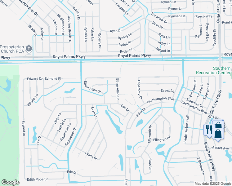 map of restaurants, bars, coffee shops, grocery stores, and more near 11 Ethan Allen Drive in Palm Coast
