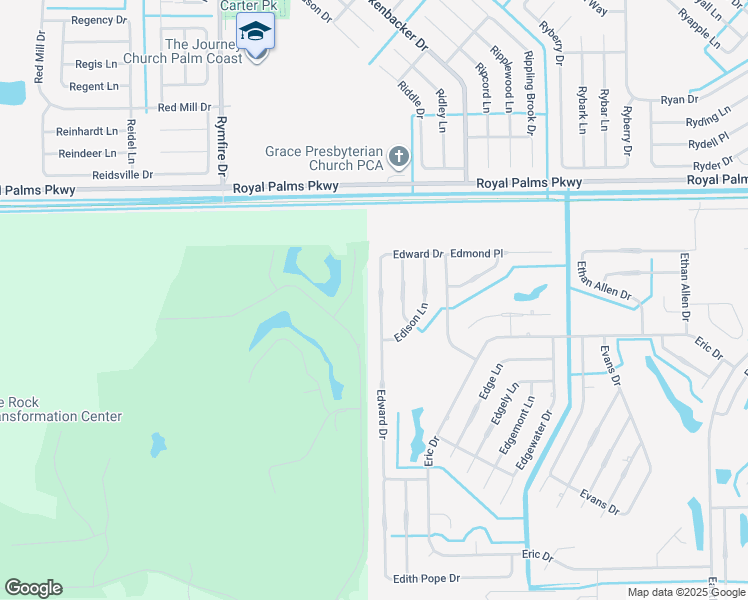 map of restaurants, bars, coffee shops, grocery stores, and more near 60 Edward Drive in Palm Coast