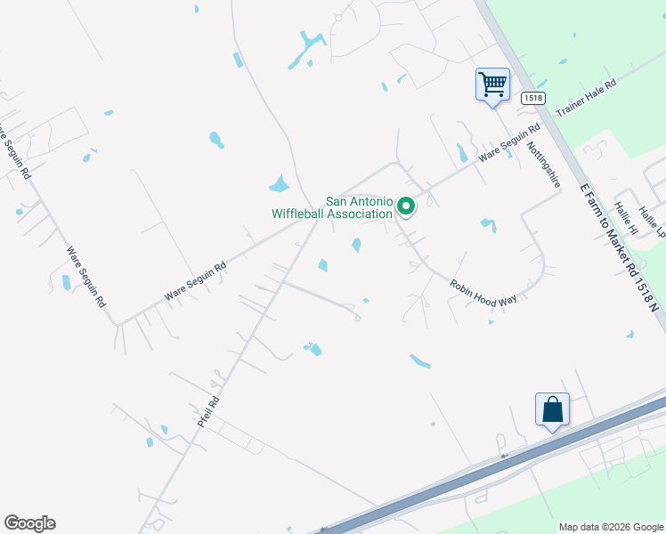 map of restaurants, bars, coffee shops, grocery stores, and more near 6868 Pfeil Road in Schertz