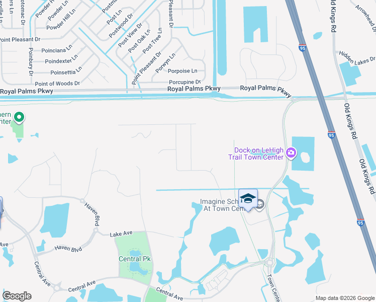 map of restaurants, bars, coffee shops, grocery stores, and more near Lake Avenue in Palm Coast