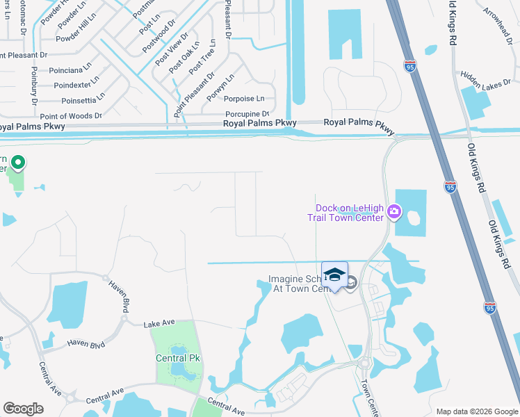 map of restaurants, bars, coffee shops, grocery stores, and more near Lake Avenue in Palm Coast