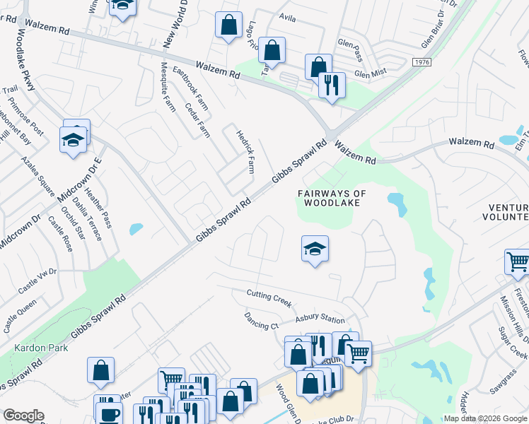 map of restaurants, bars, coffee shops, grocery stores, and more near 7019 Fisherman Sky in San Antonio