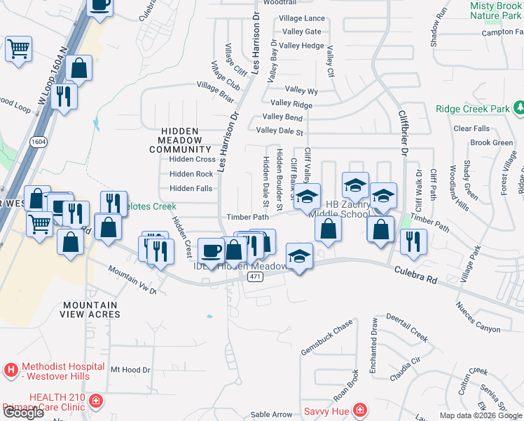 map of restaurants, bars, coffee shops, grocery stores, and more near in San Antonio