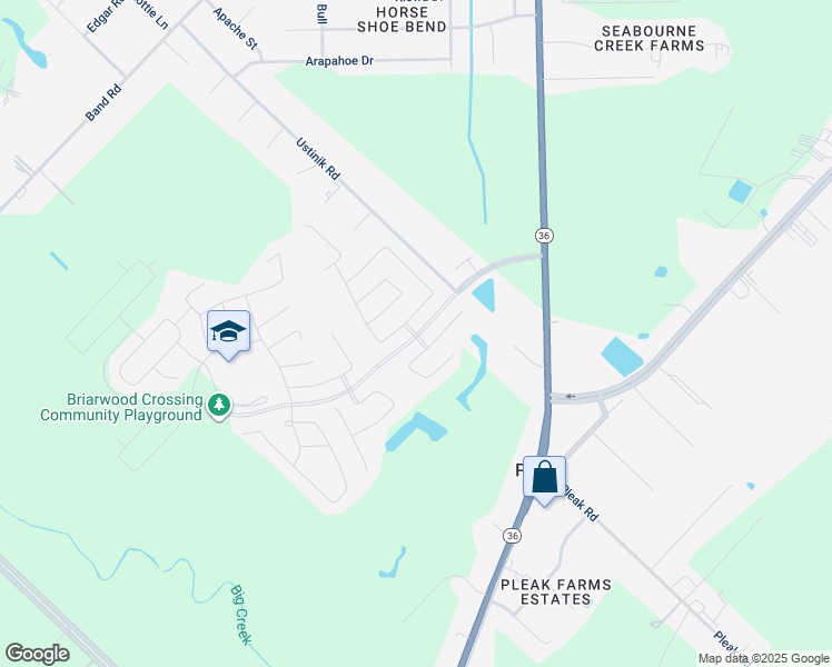 map of restaurants, bars, coffee shops, grocery stores, and more near Briarwood Crossing Drive in Fort Bend County