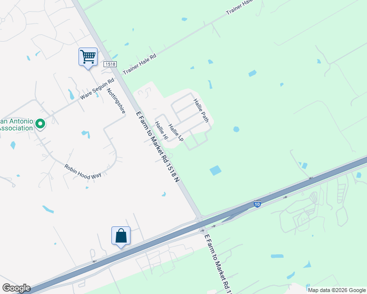 map of restaurants, bars, coffee shops, grocery stores, and more near 13120 Hallie Chase in Schertz