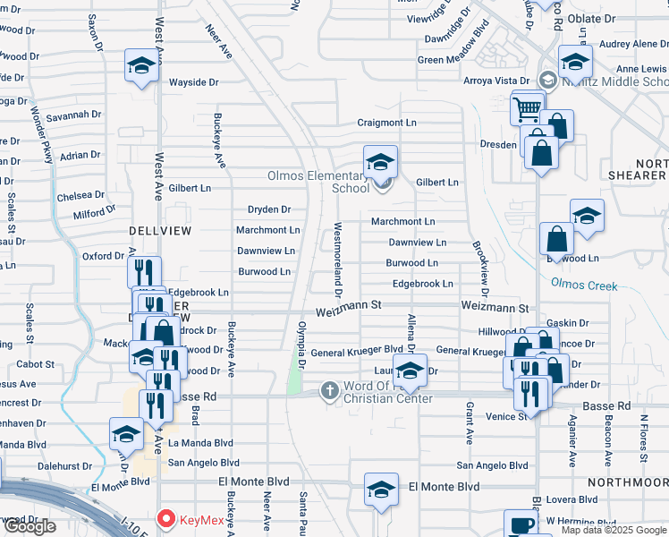 map of restaurants, bars, coffee shops, grocery stores, and more near 318 Westmoreland Drive in San Antonio