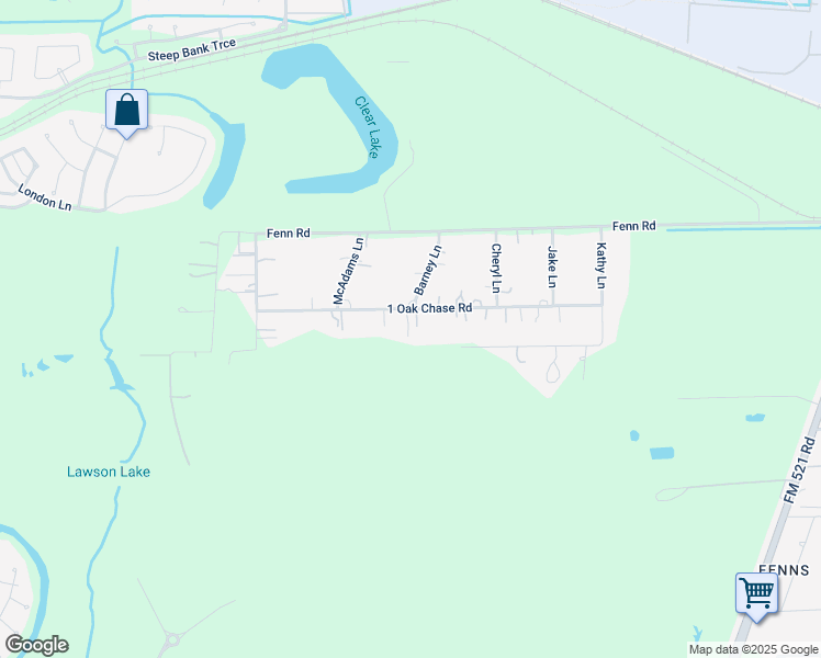 map of restaurants, bars, coffee shops, grocery stores, and more near 1007 1 Oak Chase Road in Rosharon