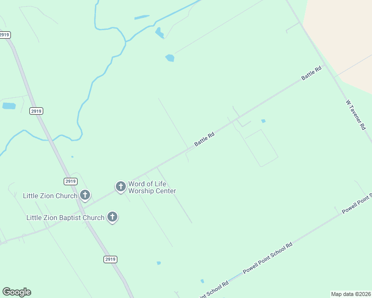 map of restaurants, bars, coffee shops, grocery stores, and more near 12318-12698 Battle Road in Beasley