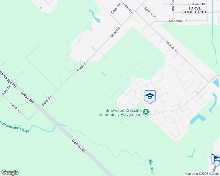 map of restaurants, bars, coffee shops, grocery stores, and more near 3121 Band Road in Rosenberg