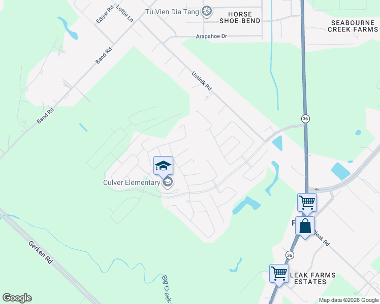 map of restaurants, bars, coffee shops, grocery stores, and more near 3007 Tandem Court in Rosenberg