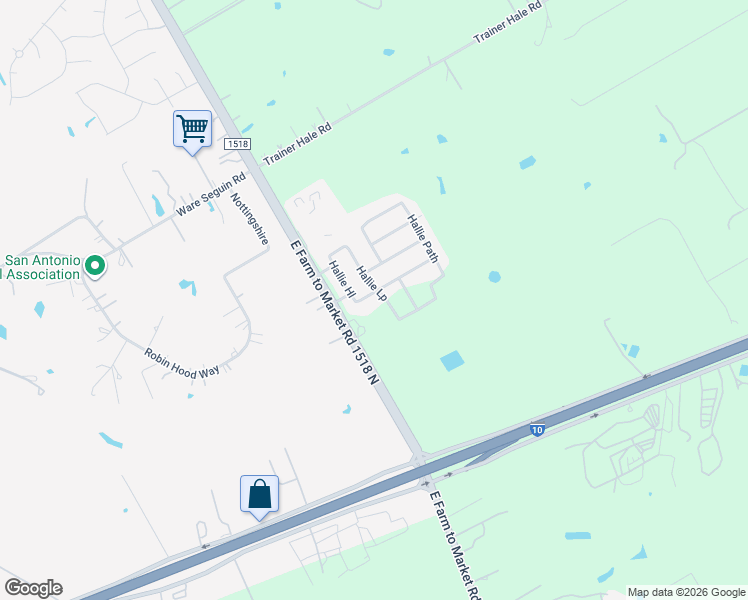 map of restaurants, bars, coffee shops, grocery stores, and more near 13120 Hallie Chase in Schertz