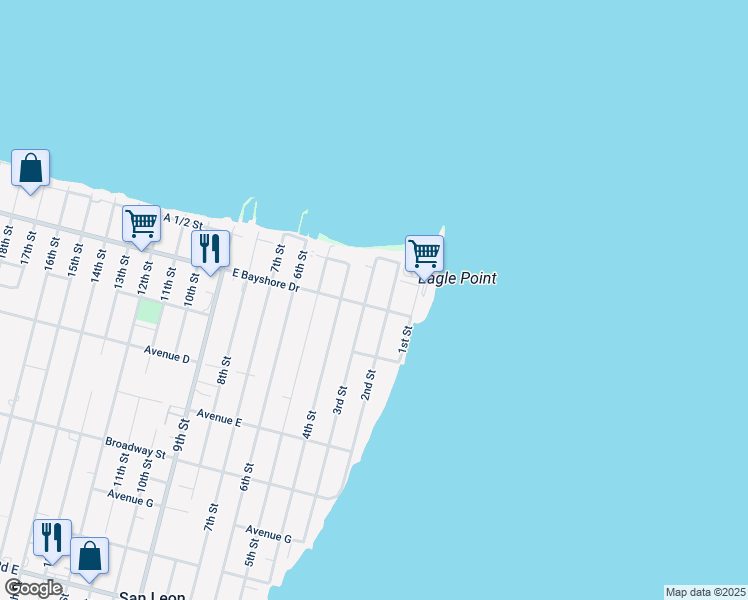 map of restaurants, bars, coffee shops, grocery stores, and more near 151 3rd St in San Leon