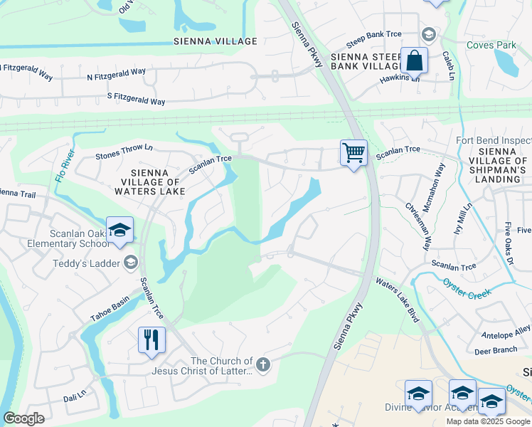 map of restaurants, bars, coffee shops, grocery stores, and more near 15 Sullivans Landing in Missouri City