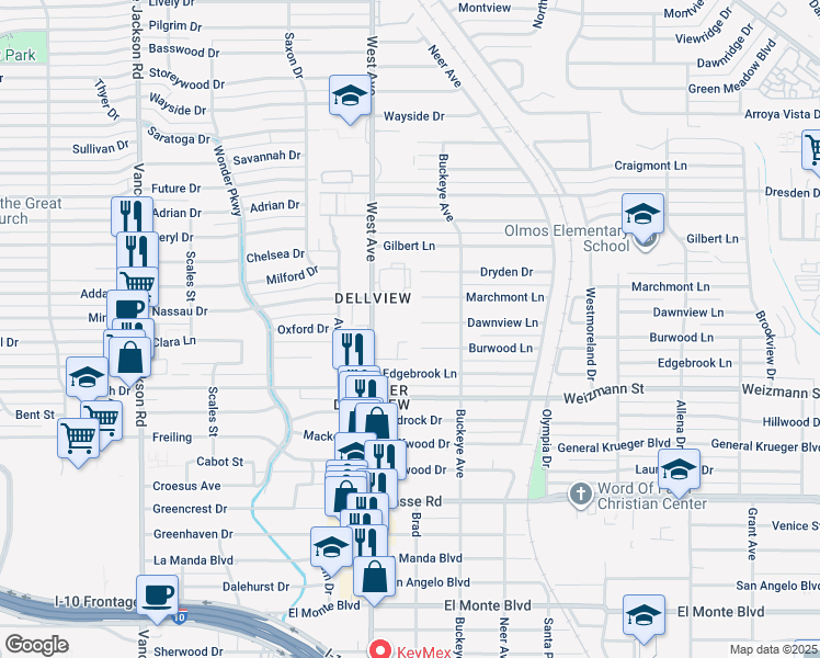 map of restaurants, bars, coffee shops, grocery stores, and more near 3500 West Avenue in San Antonio