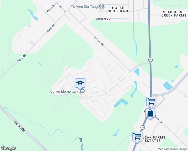 map of restaurants, bars, coffee shops, grocery stores, and more near 3007 Tandem Court in Rosenberg