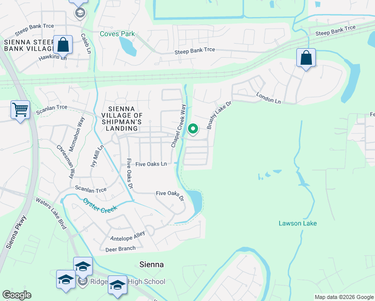 map of restaurants, bars, coffee shops, grocery stores, and more near 10503 Spice Ridge Row in Missouri City
