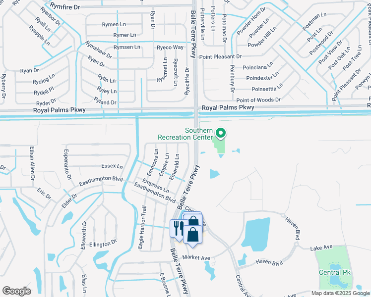 map of restaurants, bars, coffee shops, grocery stores, and more near 31B Emerson Drive in Palm Coast