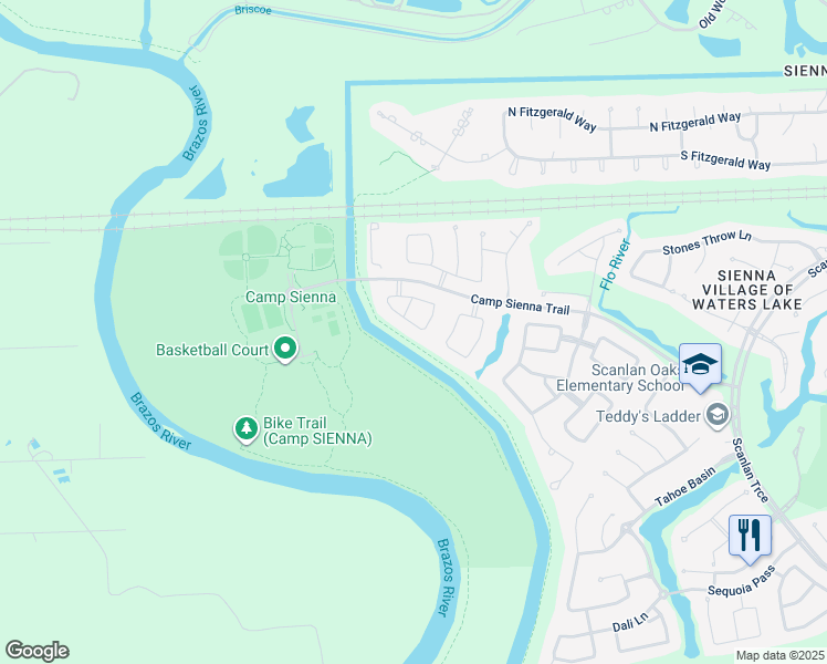 map of restaurants, bars, coffee shops, grocery stores, and more near 8314 Bluebird Lane in Missouri City