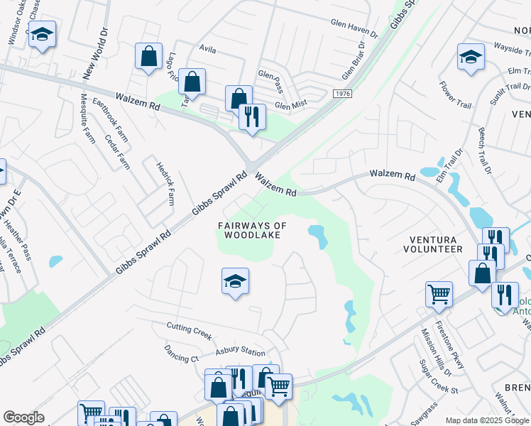 map of restaurants, bars, coffee shops, grocery stores, and more near 7030 Winding Draw in San Antonio