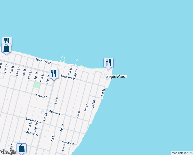 map of restaurants, bars, coffee shops, grocery stores, and more near 151 3rd Street in San Leon
