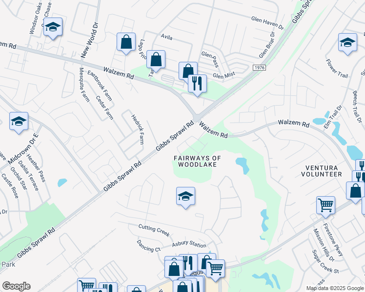 map of restaurants, bars, coffee shops, grocery stores, and more near 7235 Winding Fence in San Antonio