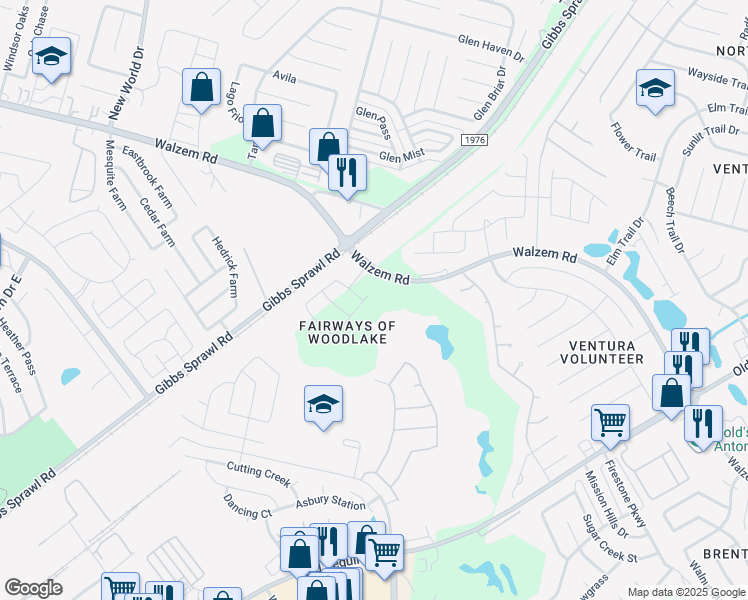 map of restaurants, bars, coffee shops, grocery stores, and more near 7138 Winding Draw in San Antonio
