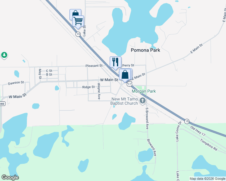 map of restaurants, bars, coffee shops, grocery stores, and more near 121 Prospect Street in Pomona Park