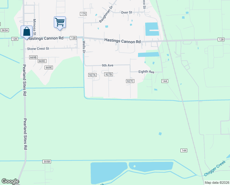 map of restaurants, bars, coffee shops, grocery stores, and more near 19213 County Road 927B in Alvin