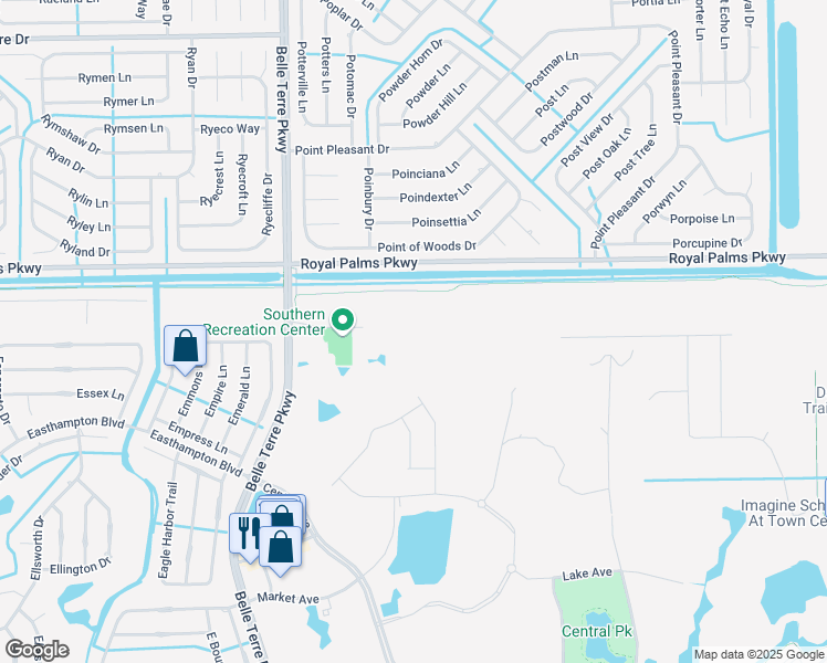 map of restaurants, bars, coffee shops, grocery stores, and more near 1290 Belle Terre Parkway in Palm Coast