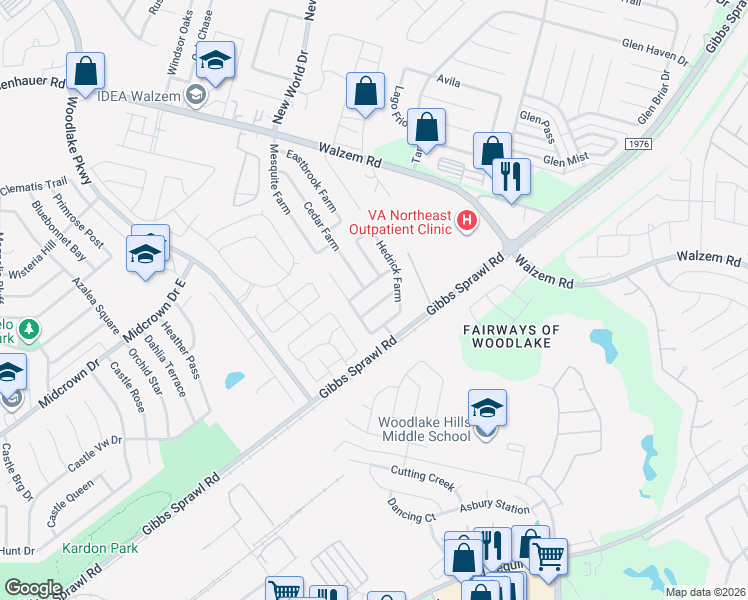 map of restaurants, bars, coffee shops, grocery stores, and more near 6706 Tabak Farm in San Antonio