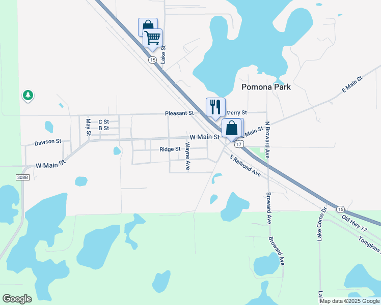 map of restaurants, bars, coffee shops, grocery stores, and more near 117 Ridge Street in Pomona Park