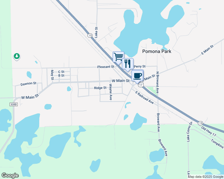 map of restaurants, bars, coffee shops, grocery stores, and more near 117 Ridge Street in Pomona Park