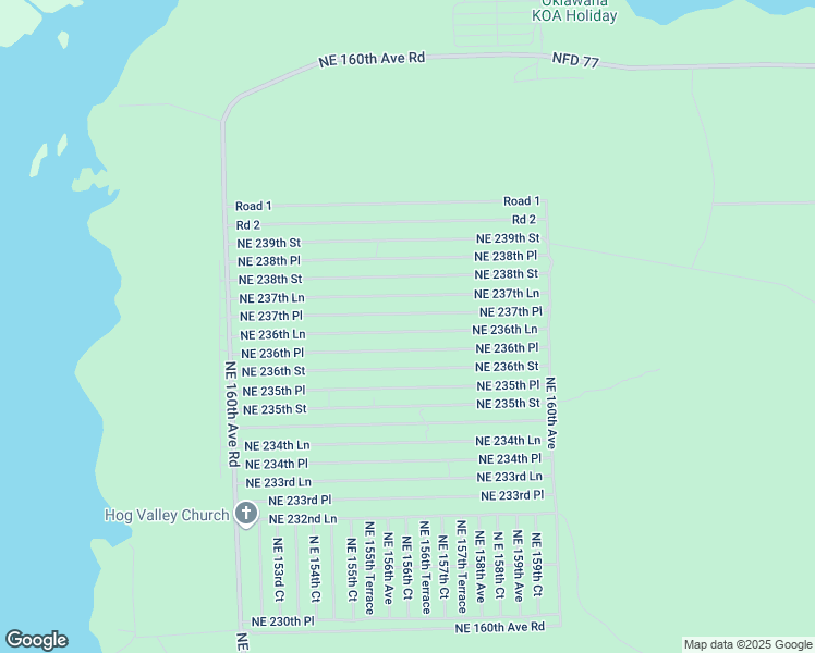 map of restaurants, bars, coffee shops, grocery stores, and more near 15660 Northeast 237th Lane in Fort McCoy