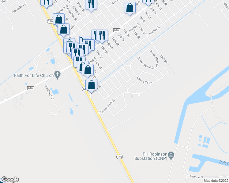 map of restaurants, bars, coffee shops, grocery stores, and more near 4923 Caranchua Reef Drive in Bacliff