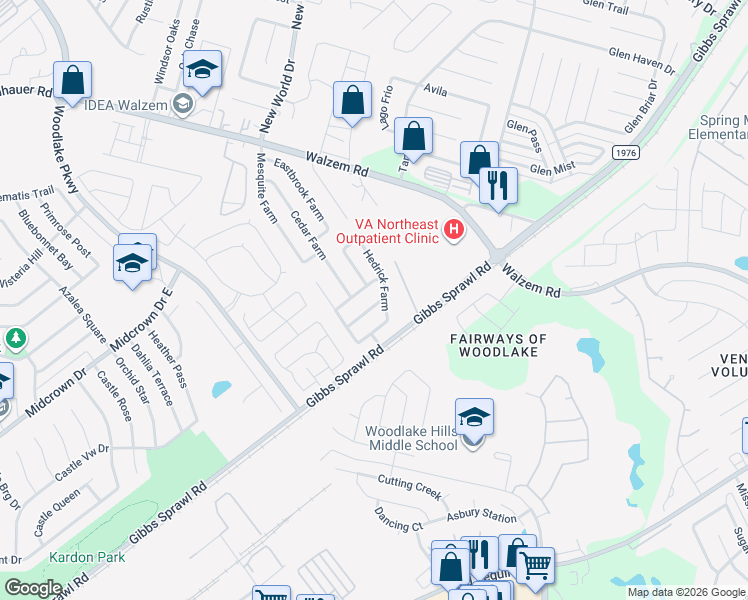 map of restaurants, bars, coffee shops, grocery stores, and more near 6706 Tabak Farm in San Antonio
