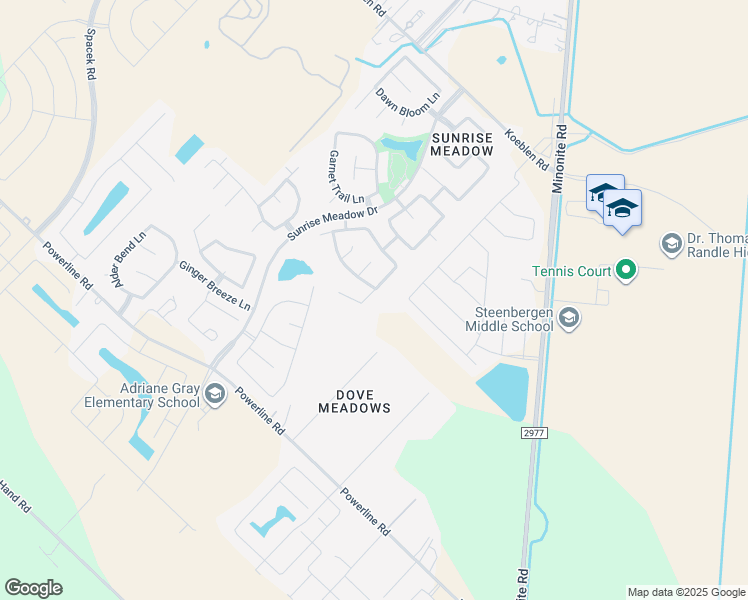 map of restaurants, bars, coffee shops, grocery stores, and more near 4507 Sunflower Creek Lane in Richmond