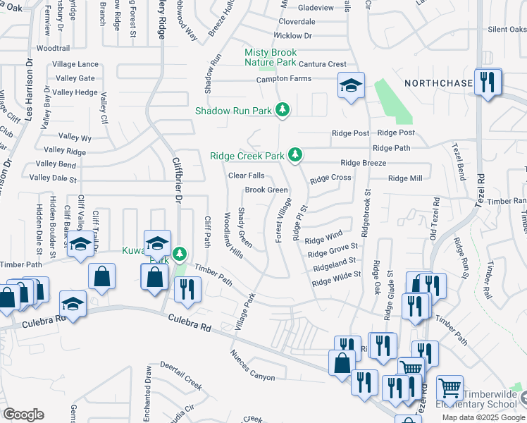 map of restaurants, bars, coffee shops, grocery stores, and more near 9510 Deer Spring in San Antonio