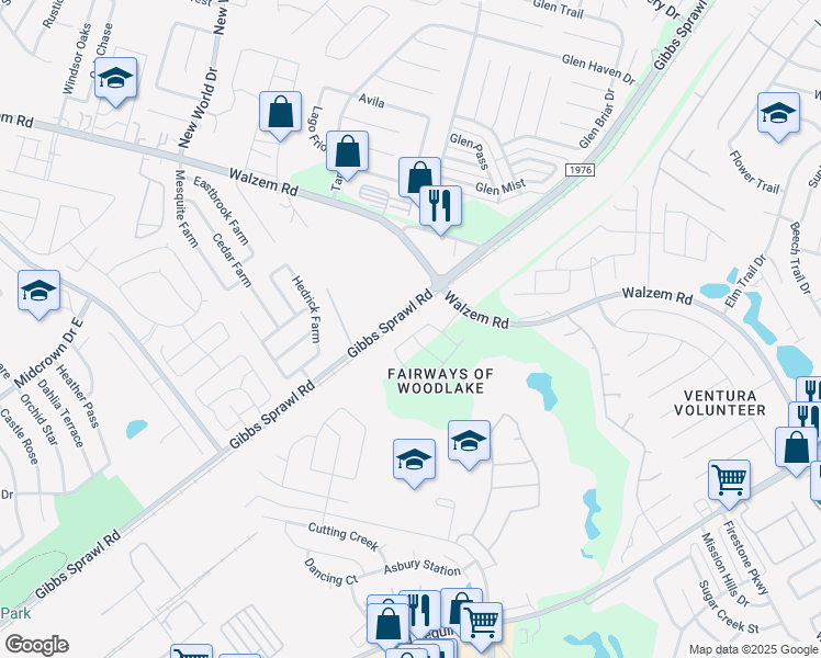 map of restaurants, bars, coffee shops, grocery stores, and more near 7103 Winding Shelf in San Antonio