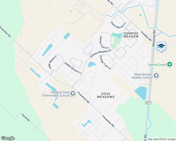 map of restaurants, bars, coffee shops, grocery stores, and more near 4726 Evening Place Lane in Rosenberg