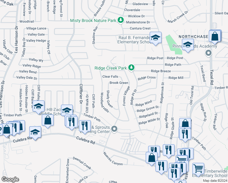 map of restaurants, bars, coffee shops, grocery stores, and more near 9510 Deer Spring in San Antonio