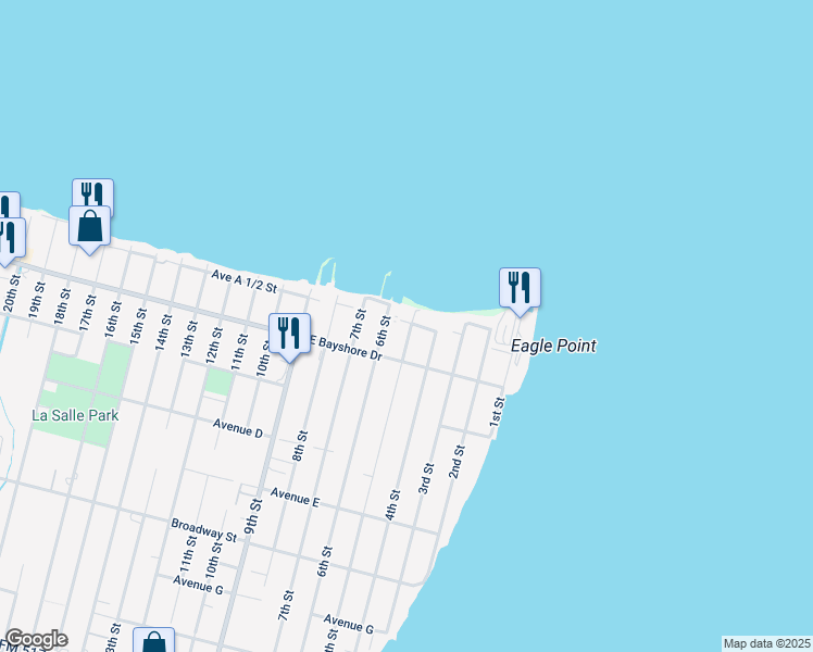 map of restaurants, bars, coffee shops, grocery stores, and more near 119 6th Street in San Leon