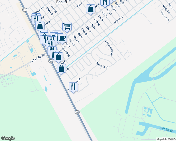 map of restaurants, bars, coffee shops, grocery stores, and more near 946 Chase Lock Drive in Bacliff