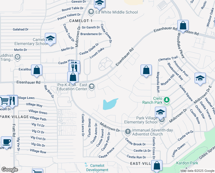 map of restaurants, bars, coffee shops, grocery stores, and more near 7243 LaVaca Bluff in San Antonio