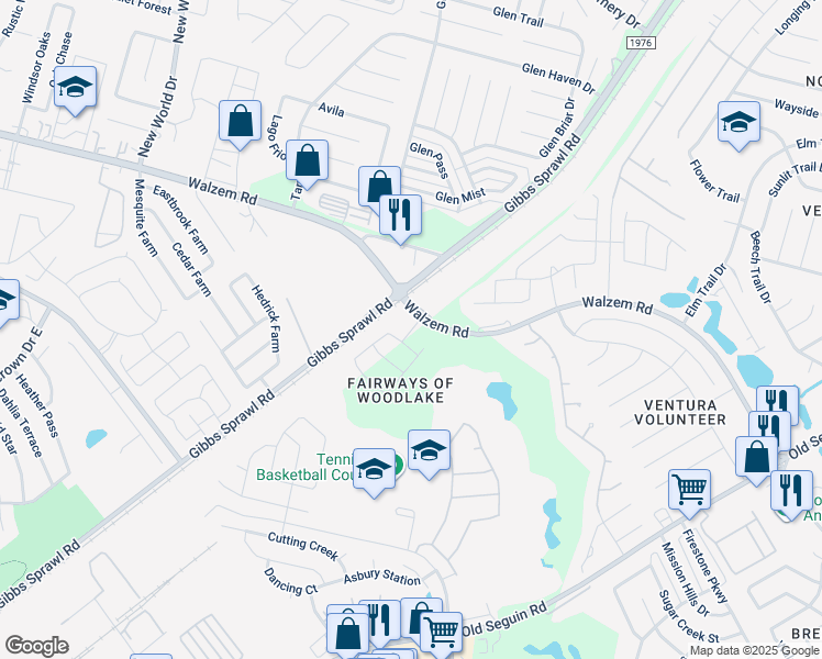 map of restaurants, bars, coffee shops, grocery stores, and more near 7219 Winding Cloud in San Antonio