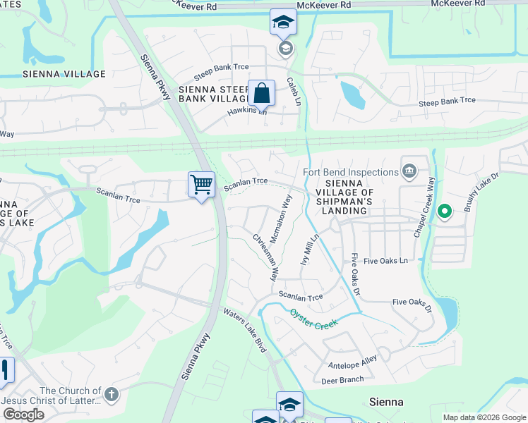 map of restaurants, bars, coffee shops, grocery stores, and more near 9818 Mcmahon Ct in Missouri City