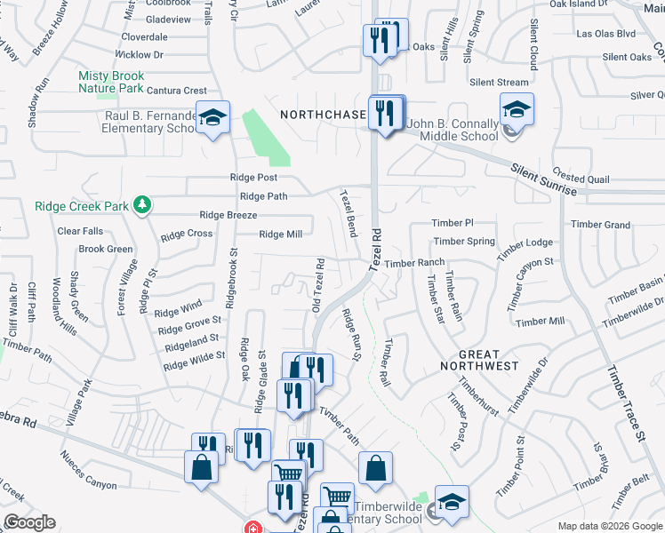 map of restaurants, bars, coffee shops, grocery stores, and more near 6618 Tezel Oaks in San Antonio