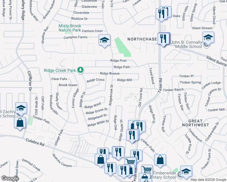 map of restaurants, bars, coffee shops, grocery stores, and more near 9114 Ranch Court in San Antonio